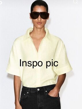 Pre-Fall 2026, 100% Linen Liz Claiborne Butter Yellow Pleated Blouse